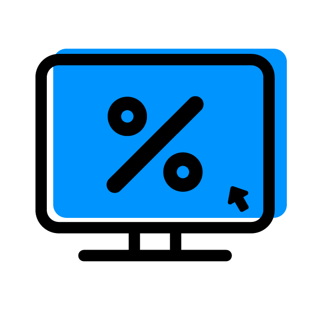 icone de uma tela com o símbolo de porcentagem